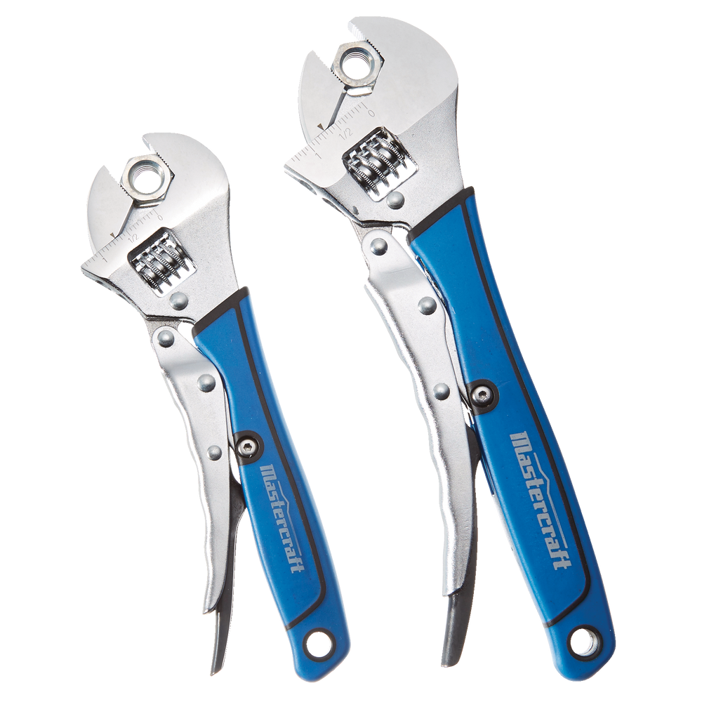 Mastercraft Locking Adjustable Wrench Set, 2pc, Assorted Sizes