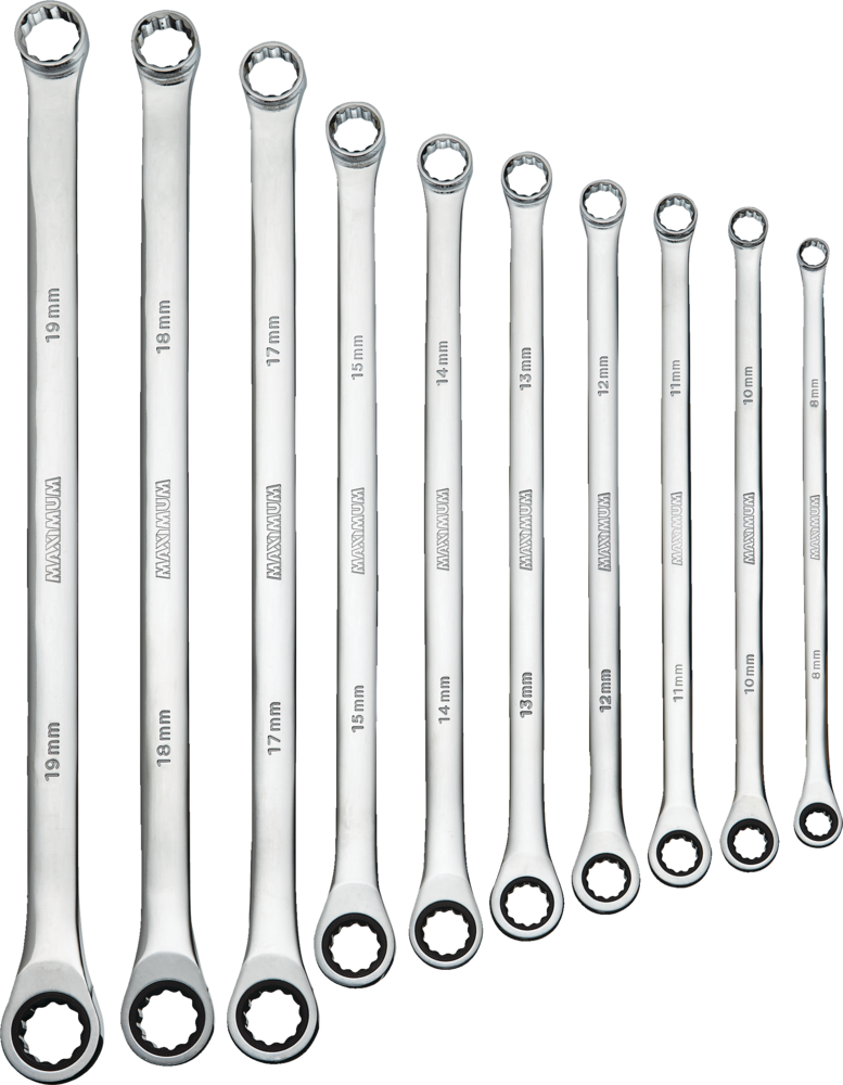 MAXIMUM ExtraLong BoxEnd Ratcheting Wrench Set, 10pc, Metric, CRV
