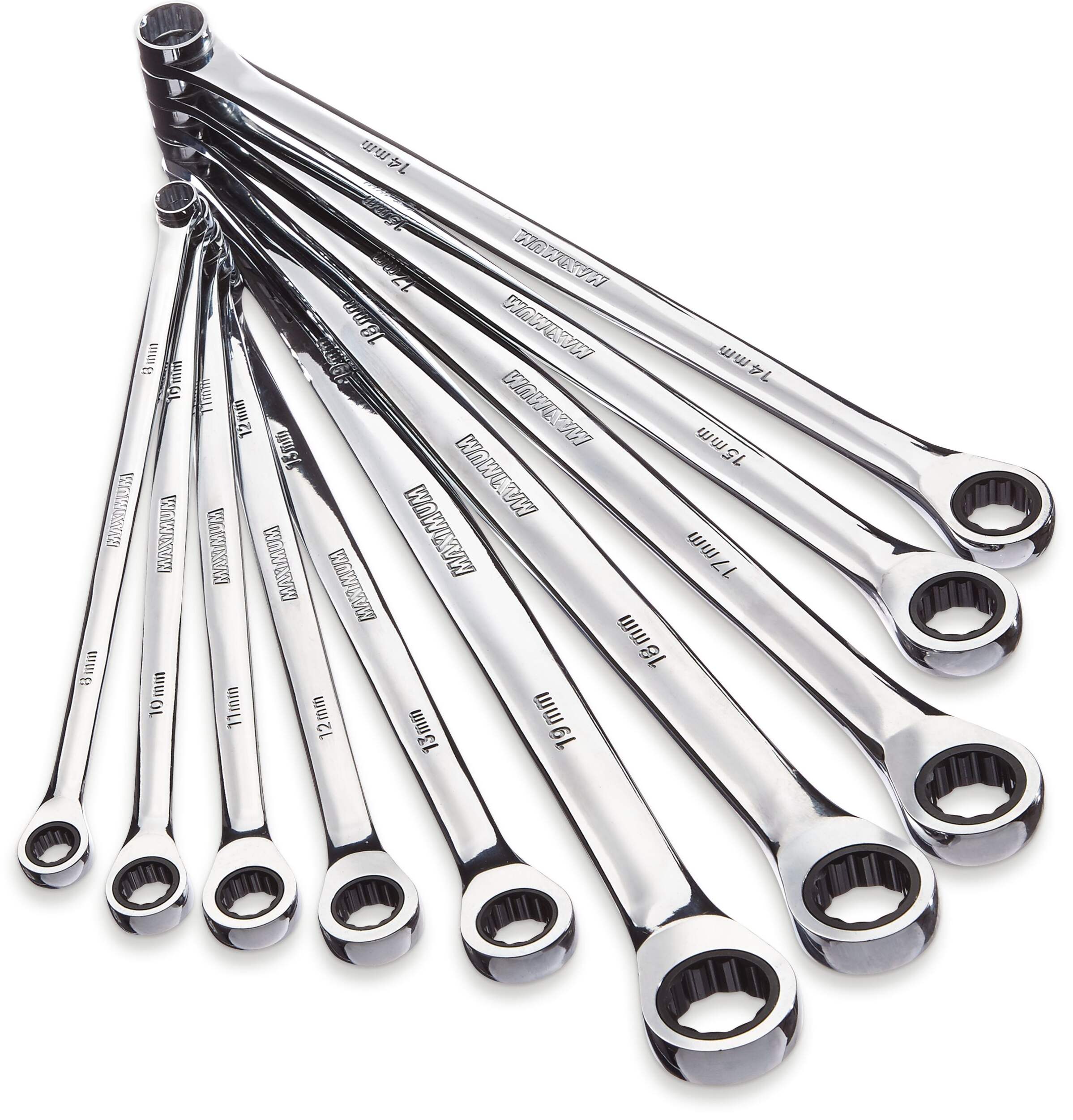 Clés à cliquet très longues à embouts fermés MAXIMUM, métrique, placage nickel-chrome, paq. 10 Overhead_Plunge