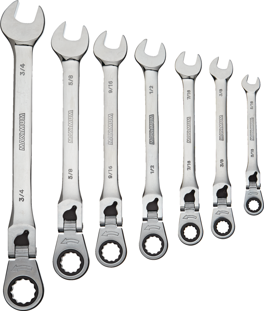 MAXIMUM Locking Flex-Head Ratcheting Wrench Set, SAE, 7-pc