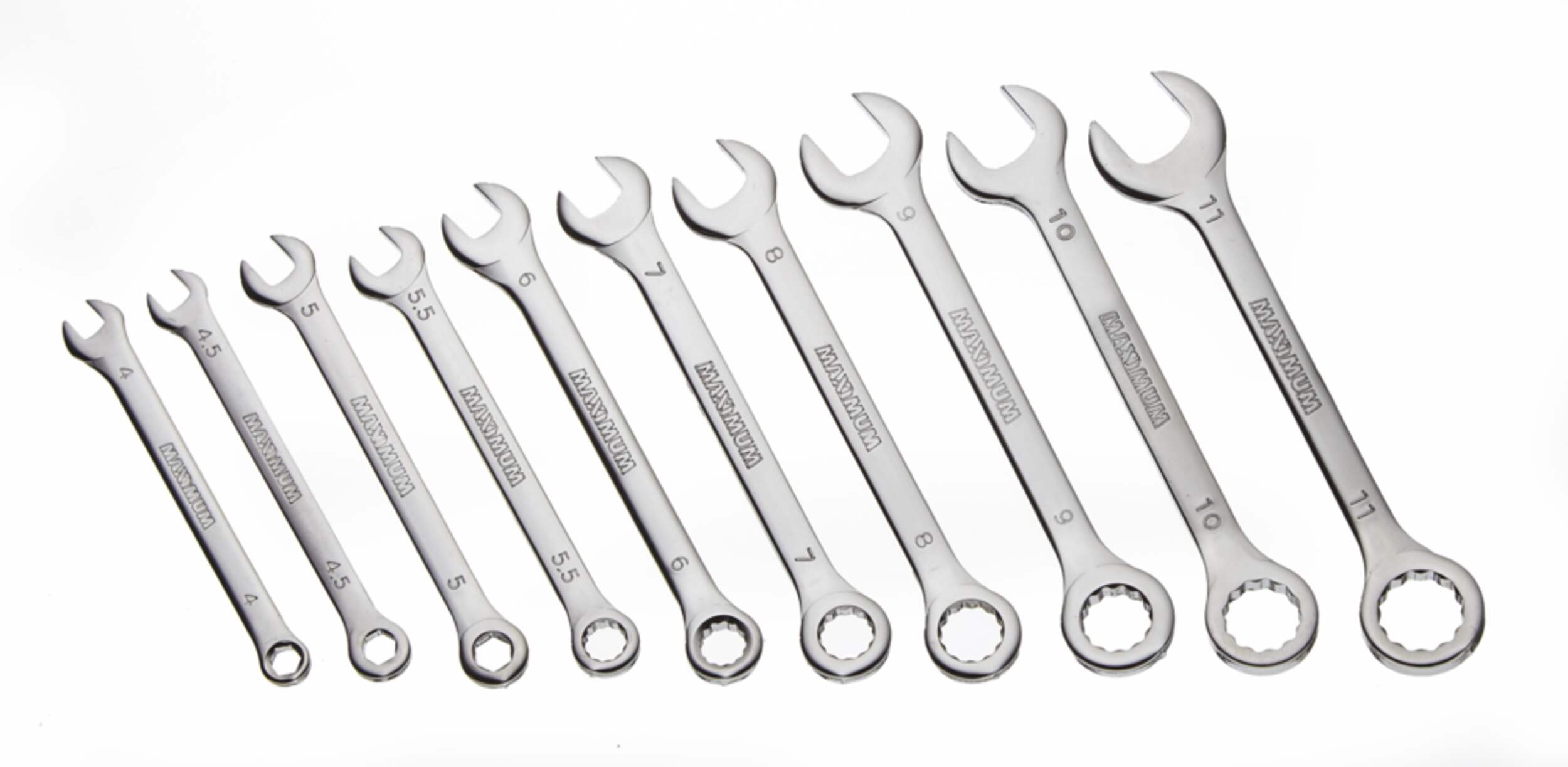 MAXIMUM Ignition Wrench Set, SAE/Metric, NickelChrome Plating, 10pc