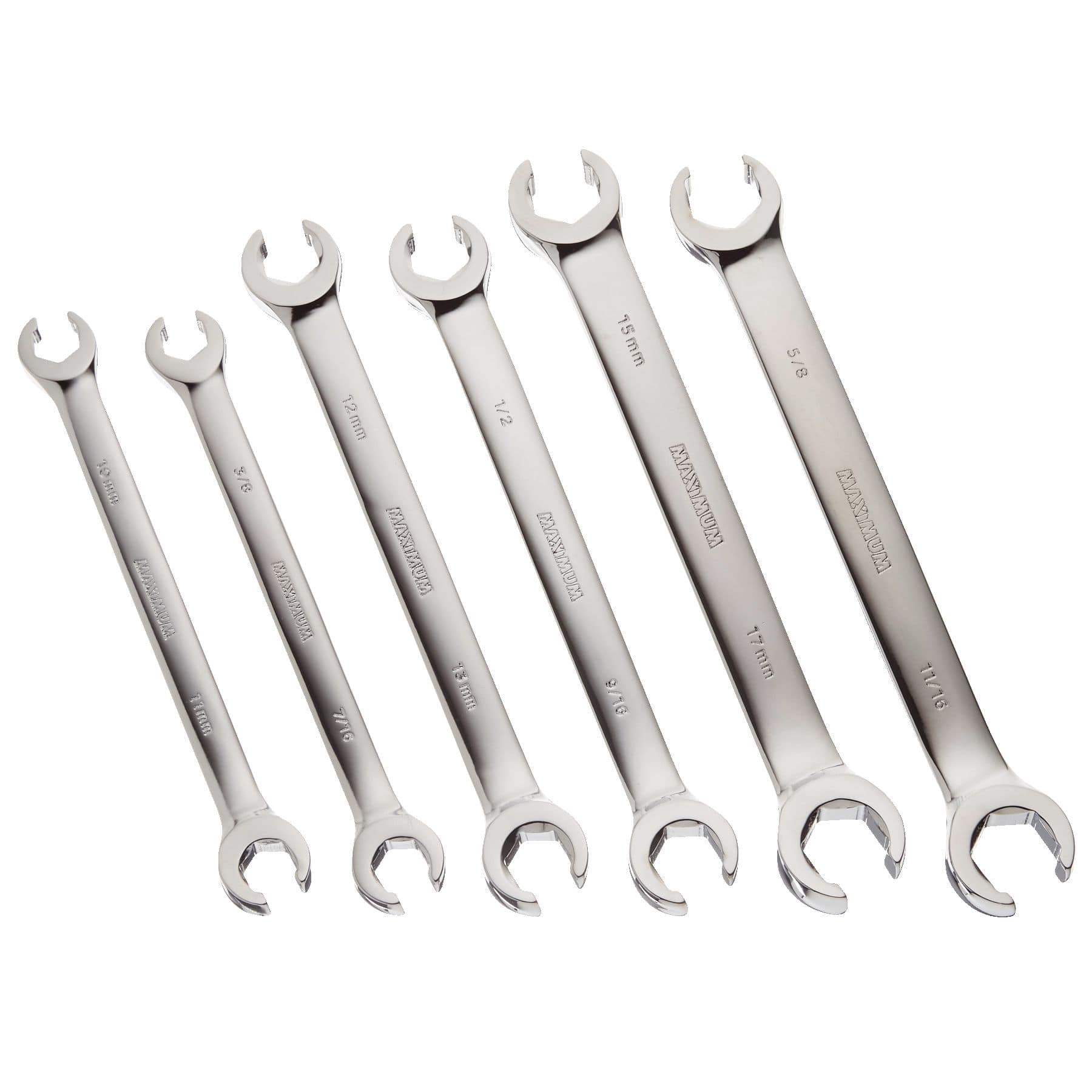 MAXIMUM Flare Nut Wrench Set, SAE/Metric, Nickel-Chrome Plating, 6-pc ...
