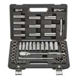 MAXIMUM 1/2-in Drive Professional Grade Socket Set, 45-pc, SAE/Metric, CRV, Nickel-Chrome Plating Front_Elevated