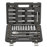 Jeu de douilles de qualité professionnelle à prise de 1/2 po MAXIMUM, 45 pc, SAE/métrique, CRV, placage nickel/chrome