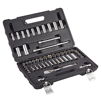 MAXIMUM 3/8-in Drive Professional Grade Socket Set, 53-pc, SAE/Metric, CRV, Nickel-Chrome Plating Front_Three_Fourths_Angled_Right