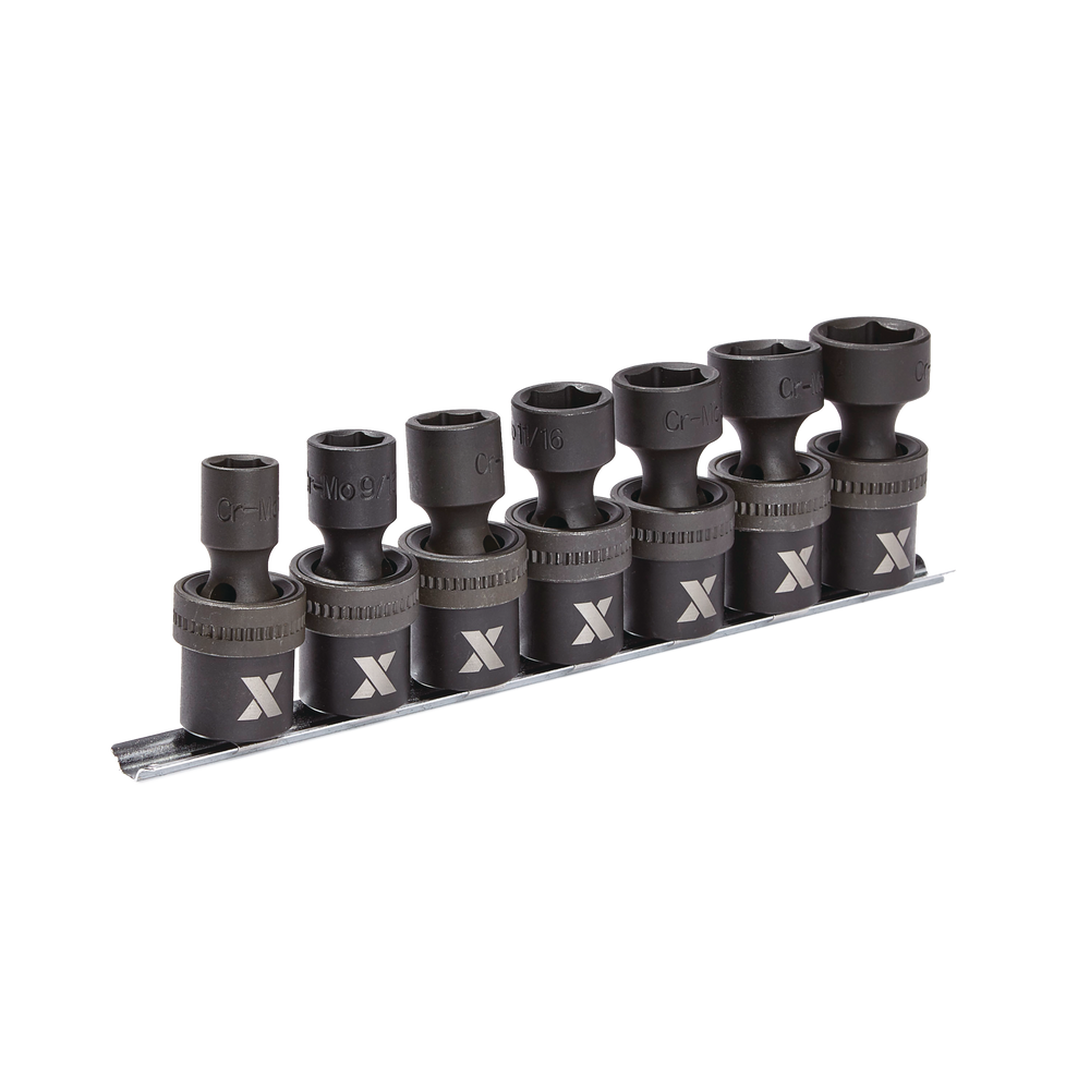 MAXIMUM 1/2in Drive Swivel Impact Socket Set, 7pc, SAE, CRMO
