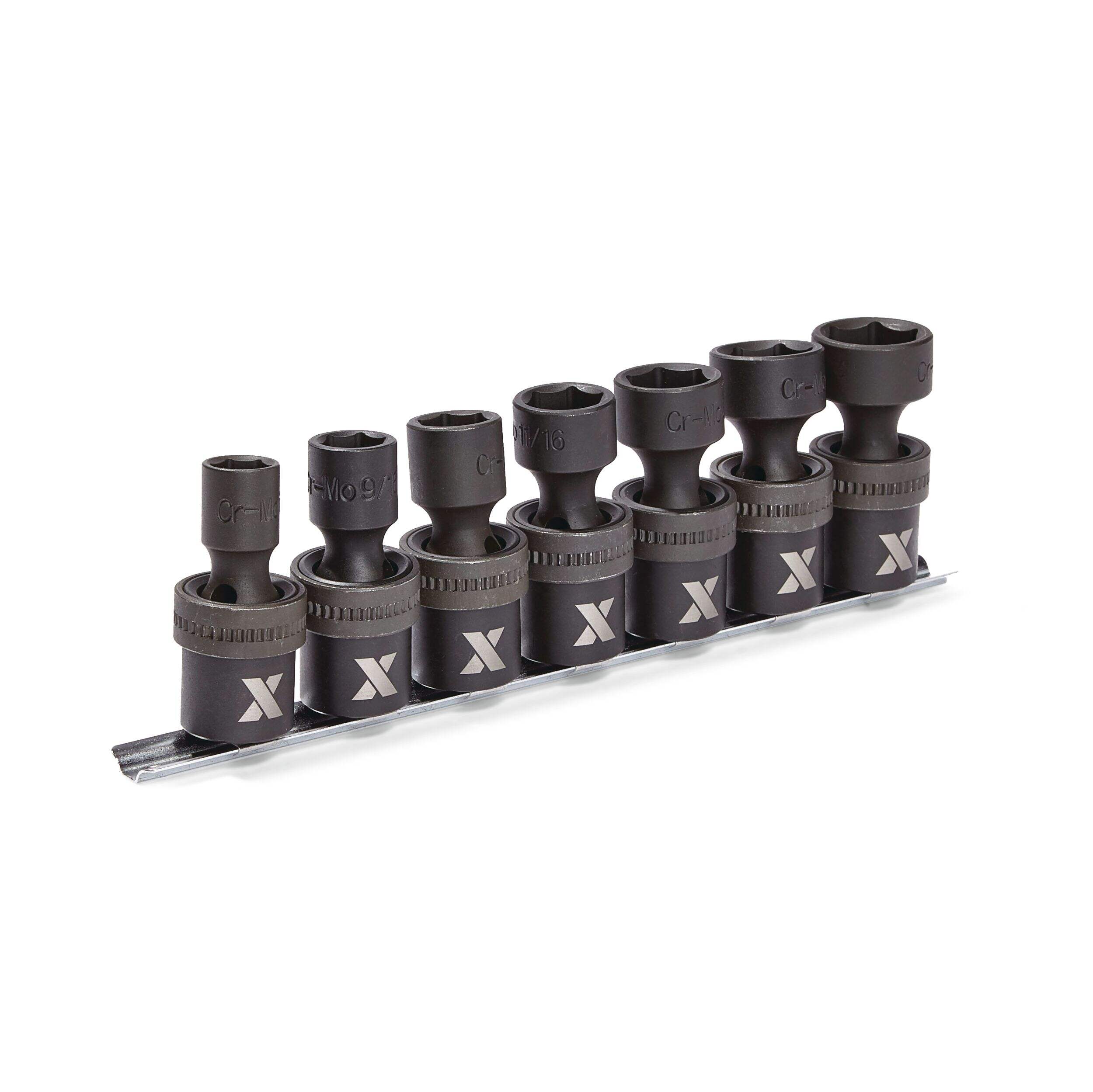 MAXIMUM 1/2-in Drive Swivel Impact Socket Set, 7-pc, SAE, Cr-Mo Front_Three_Fourths_Angled_Right