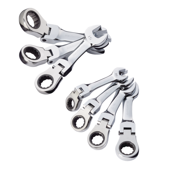 MAXIMUM Stubby Flex Head Ratcheting Wrench Set, Metric, 7pc Canadian Tire