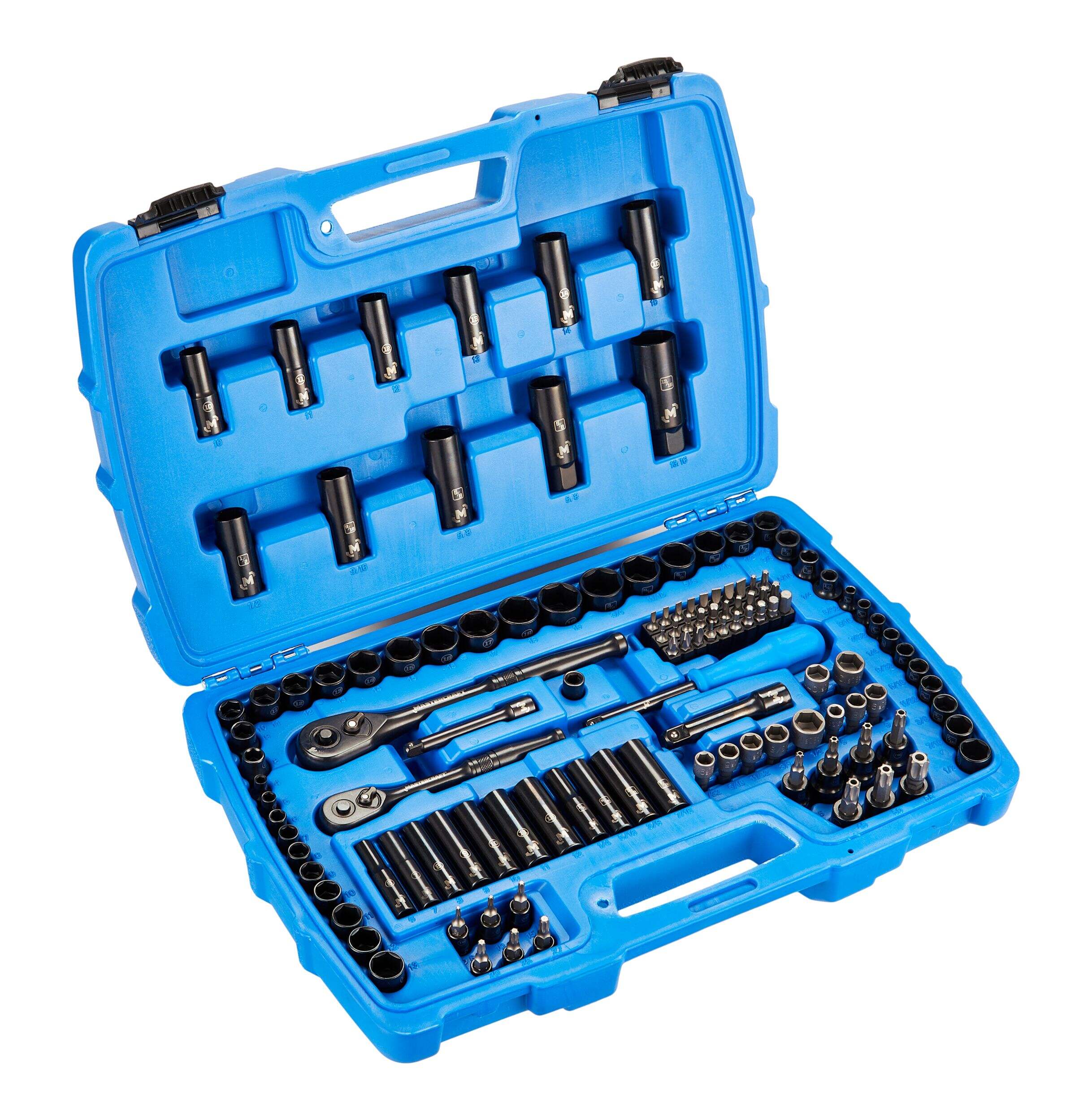 Mastercraft Socket Set, 122-pc, SAE/Metric, CRV, Black Steel Finish Front_Three_Fourths_Angled_Right