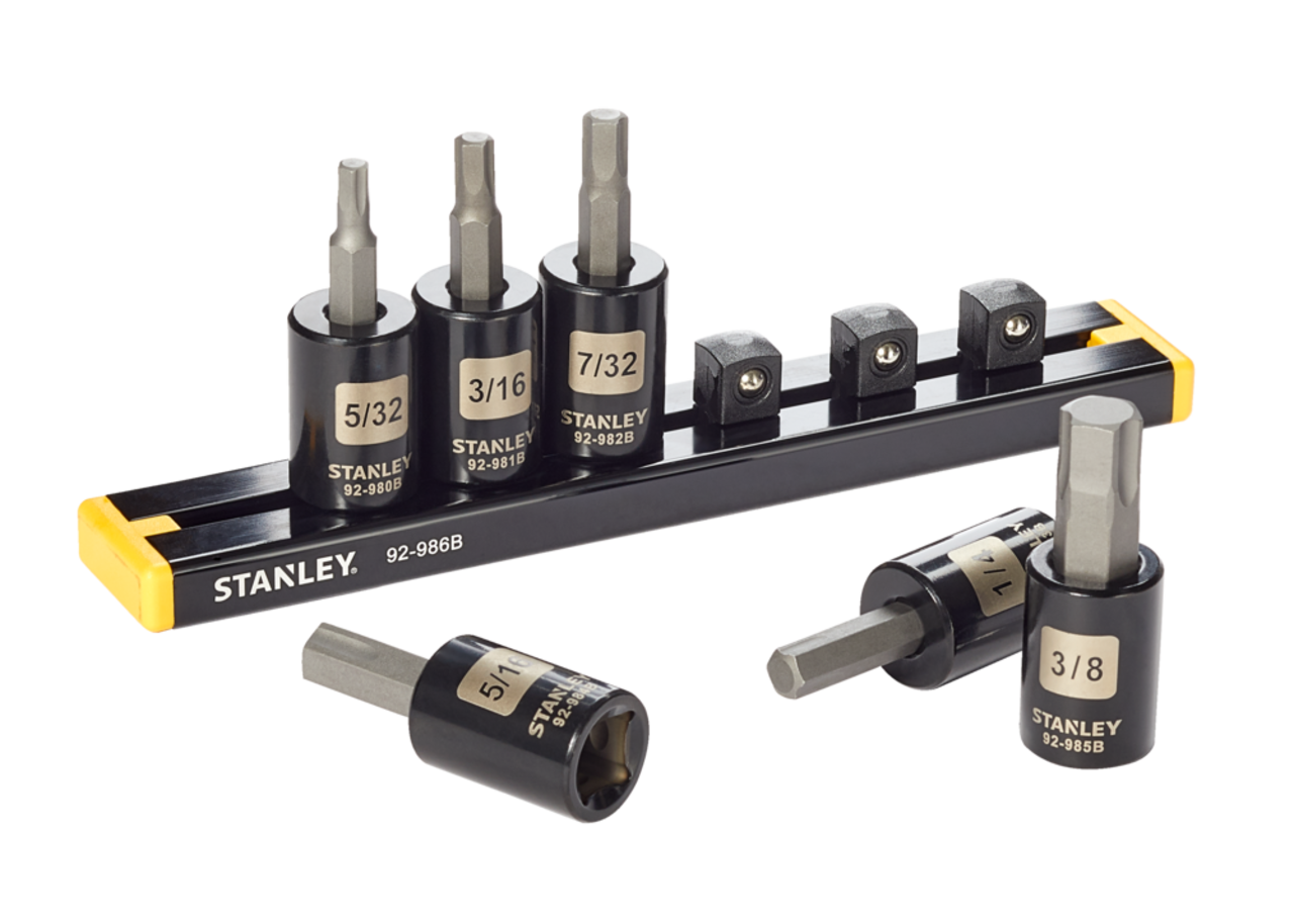 Stanley Professional Grade Black Chrome Hex Bit Socket Set, SAE, 6