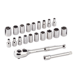 Jeu de 21 douilles Mastercraft, prise de 1/4 po, SAE/métrique, CRV, placage nickel/chrome Composite_or_Mixed