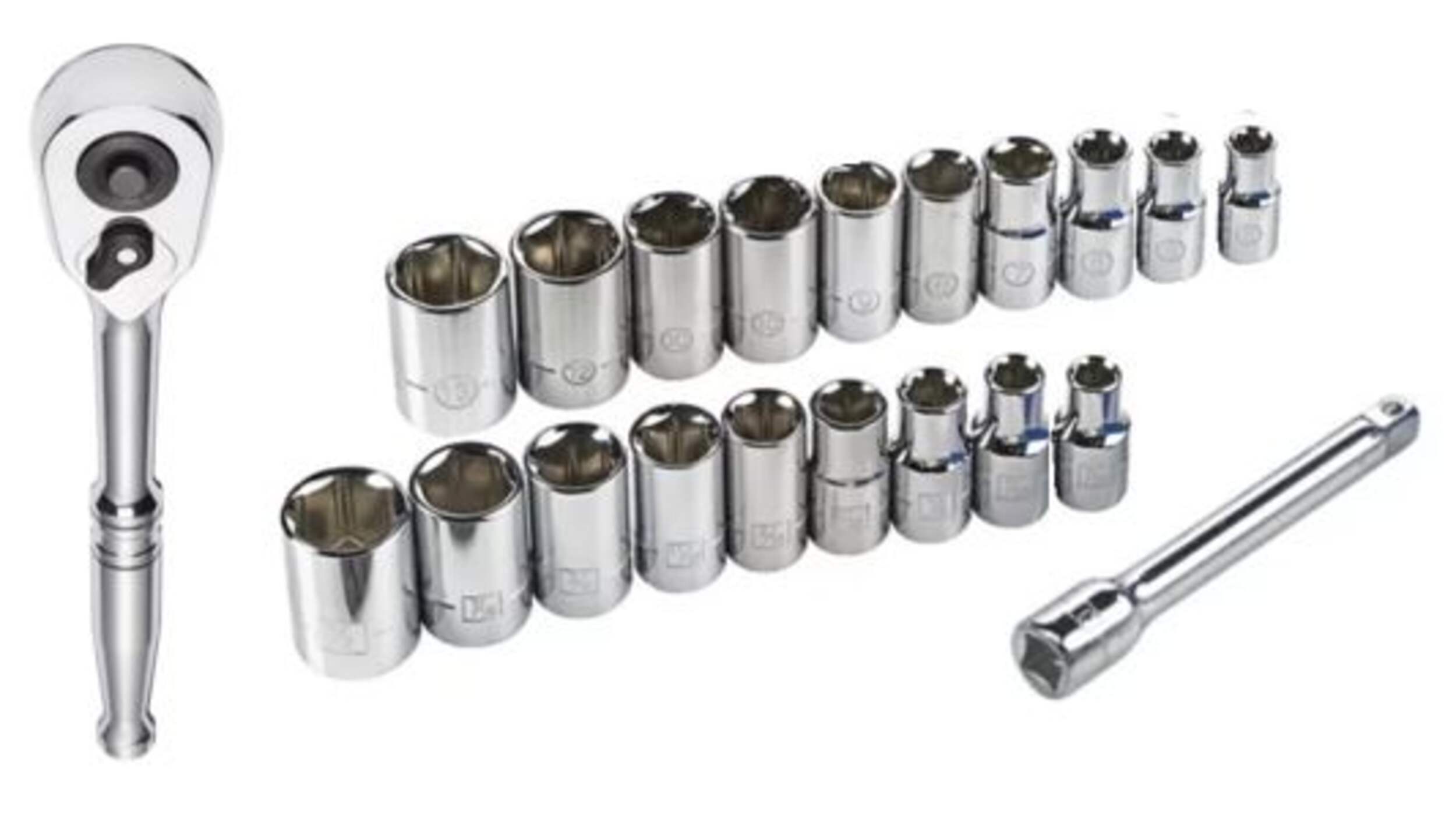 Mastercraft Socket Set, 1/4-in Drive, SAE/Metric, CRV, Nickel-Chrome ...