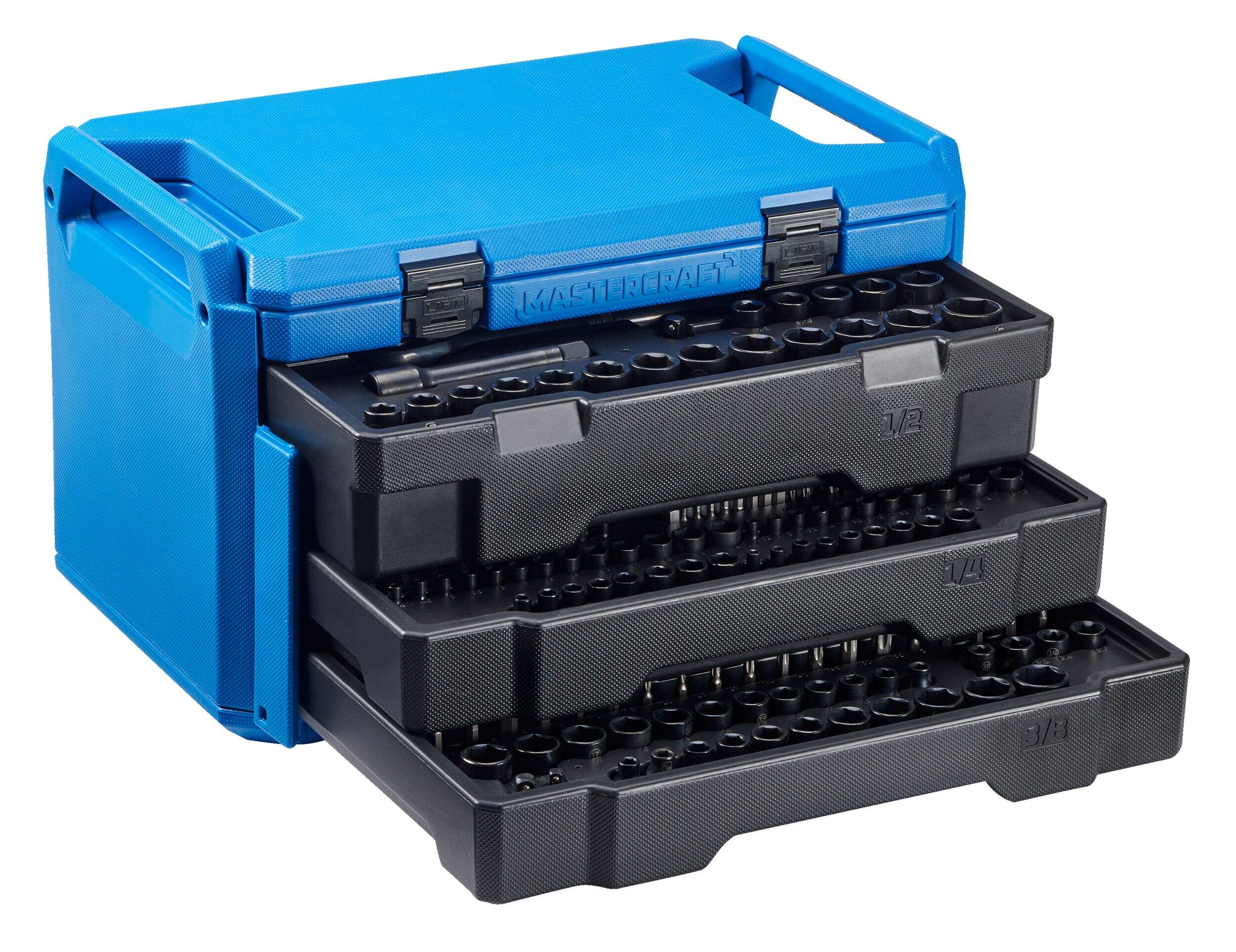 Mastercraft Socket Set, SAE/Metric, CRV, Black Steel Finish, 260-pc Front_Three_Fourths_Angled_Right