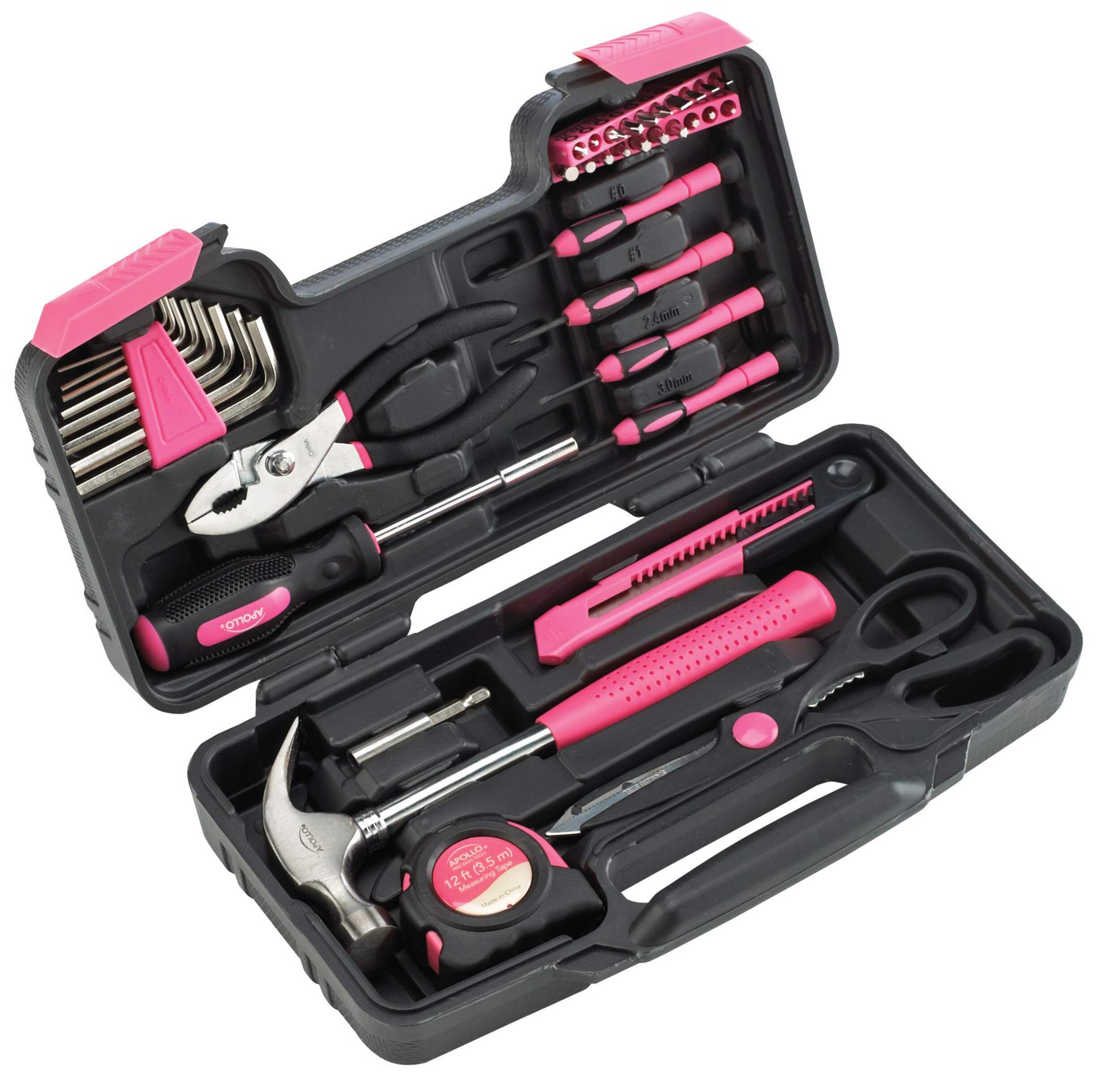 Apollo Pink Tool Set, 39-pc Front_Angled_Right