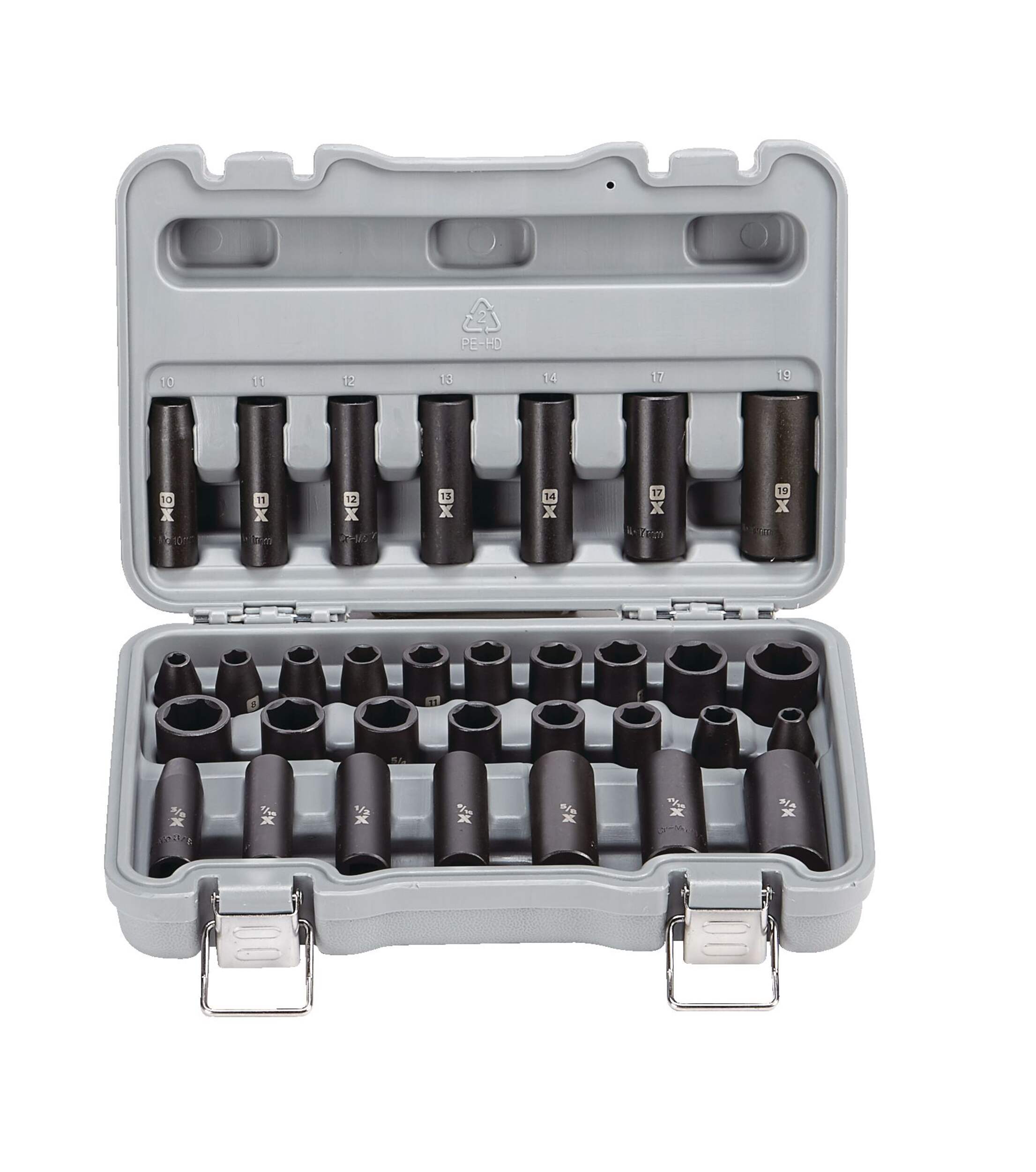 MAXIMUM 3/8-in Professional Grade Impact Socket Set, 32-pc, SAE/Metric, CRMO Front_Elevated