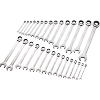 MAXIMUM Professional Grade Ratcheting Wrench Set, SAE/Metric, Nickel-Chrome Plating, 30-pc Front_Three_Fourths_Angled_Left