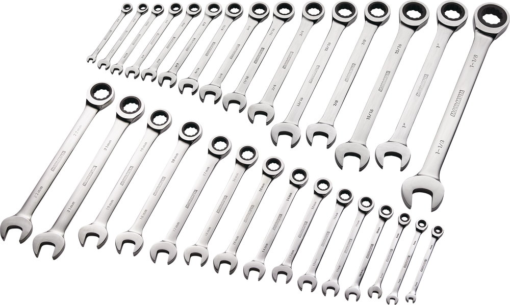 MAXIMUM Professional Grade Ratcheting Wrench Set, 30pc SAE/Metric, CRV