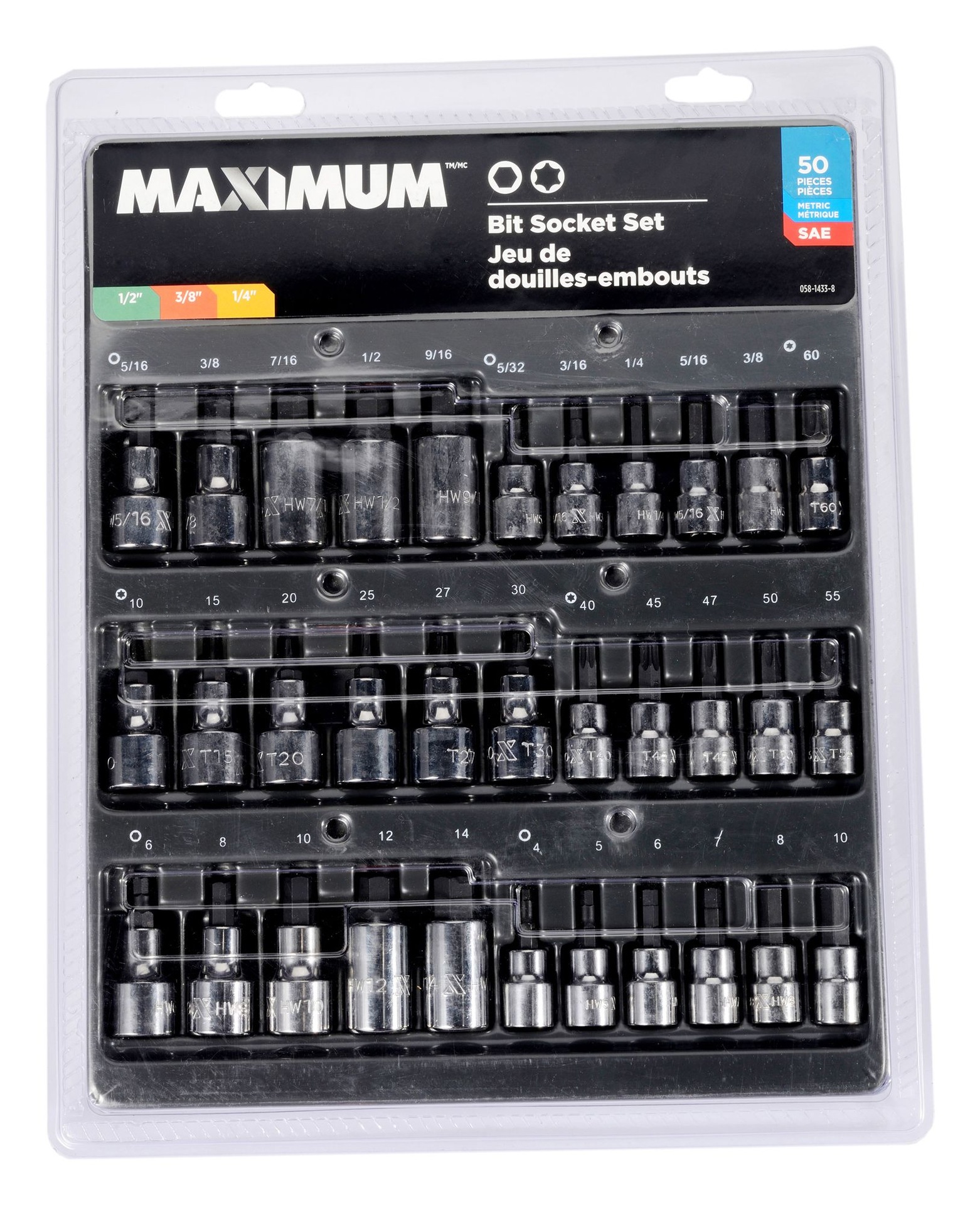 MAXIMUM 50Piece Hex and Torx Bit Socket Set Canadian Tire