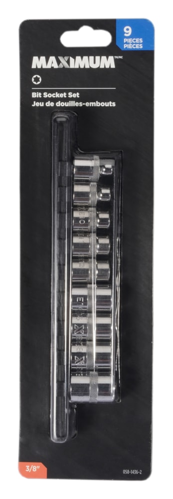 MAXIMUM E-Torx™ Bit Socket Set, Chrome-Plated, 9-pc Front_Flat