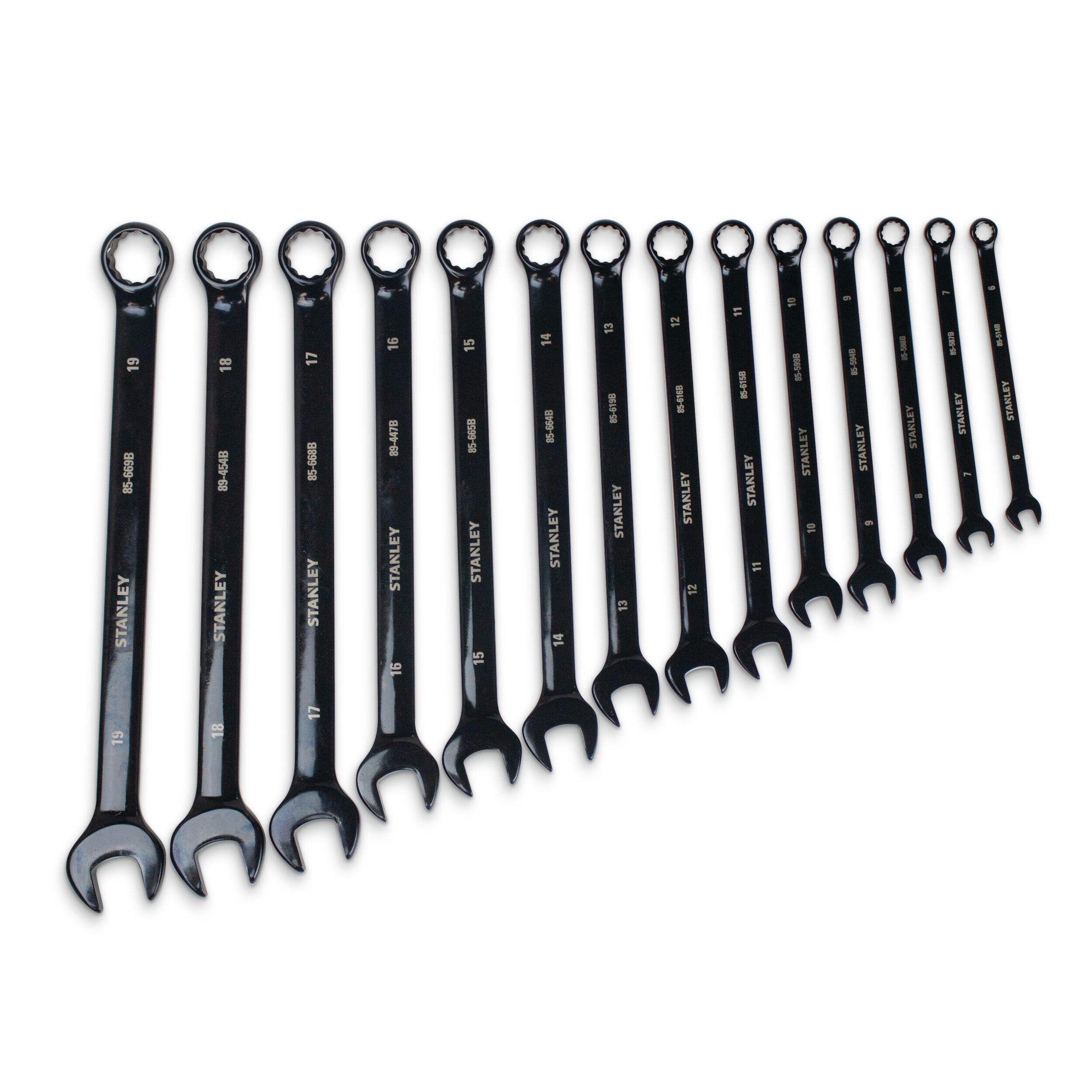 Stanley Professional Grade Black Chrome Wrench Set, 14-pc, Metric Front_Flat