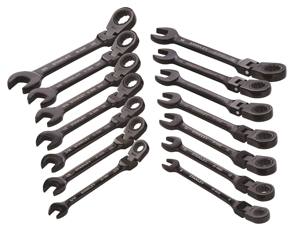 Stanley Flex Head Ratcheting Wrench Set, SAE/Metric, 14pc Canadian Tire