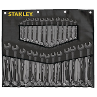 Stanley Professional Grade Black Chrome Ratcheting Wrench Set, SAE/Metric, 28-pc Front_Flat