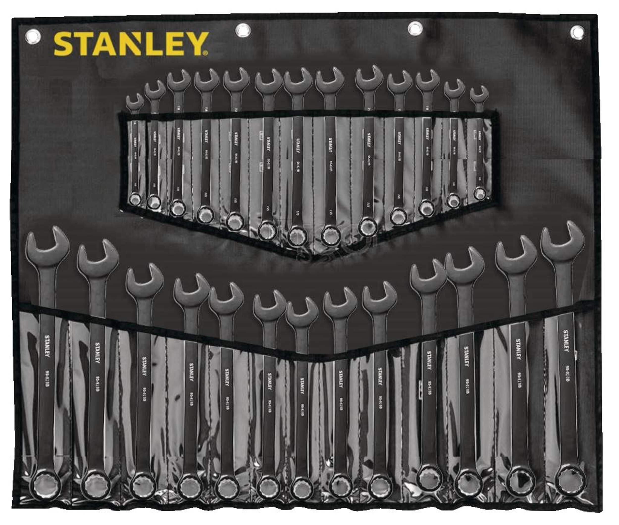 Stanley Professional Grade Black Chrome Ratcheting Wrench Set, SAE/Metric, 28-pc Front_Flat