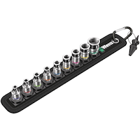 Wera Socket Belt, Metric, 1/4-in Drive, 10-pc Front_Three_Fourths_Angled_Right