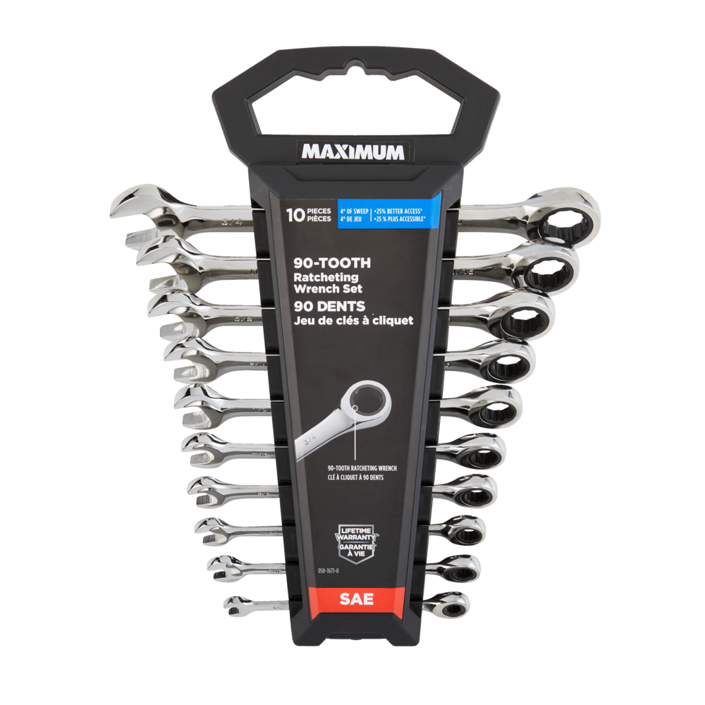 MAXIMUM 90Tooth Ratcheting Wrench Set, 10pc Canadian Tire