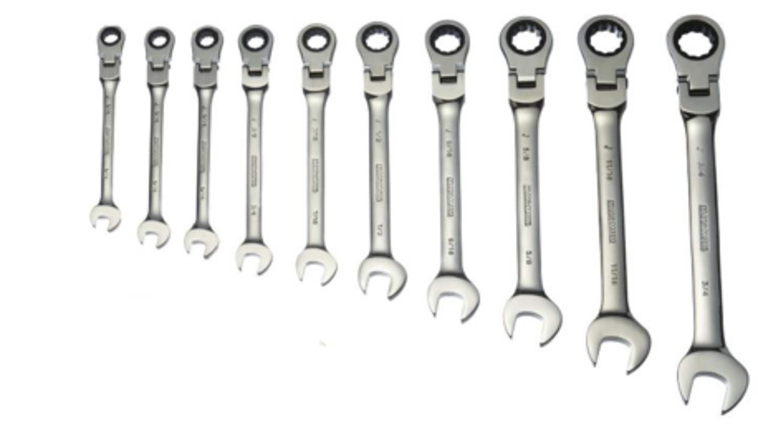 MAXIMUM 90Tooth Flex Head Ratcheting Wrench Set, SAE, 10pc Canadian