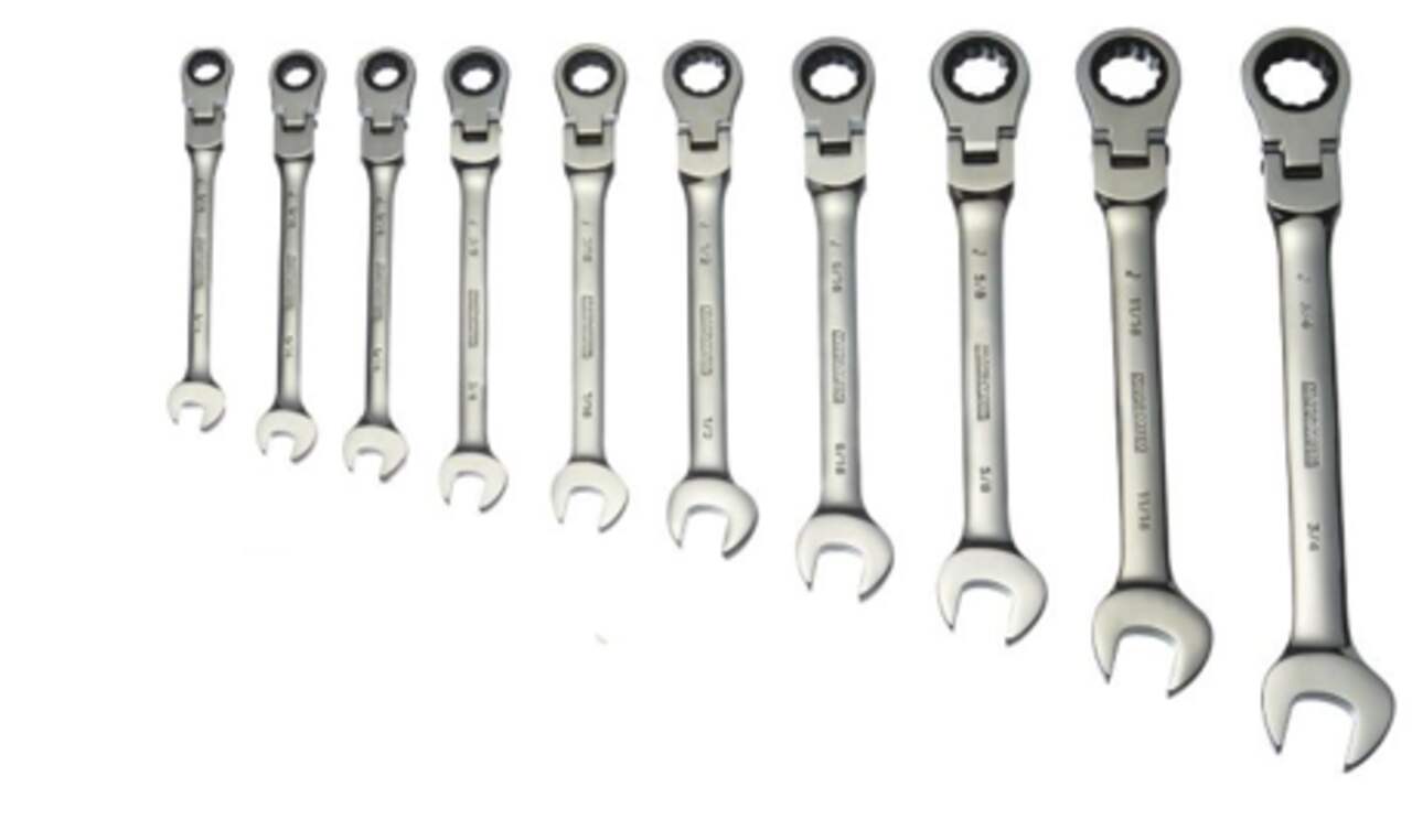 15PC) Metric Flex Head Ratcheting Combination Wrench