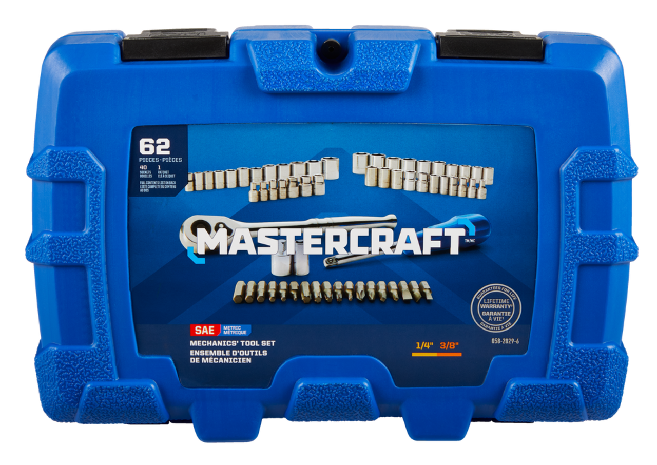 Mastercraft Socket Set, 95-pc, SAE / Metric, CRV, Nickel-Chrome Plating