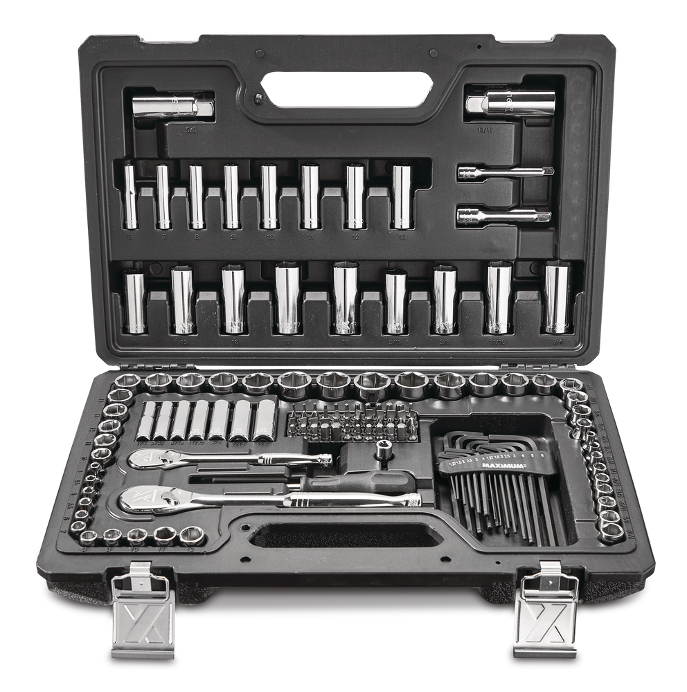 MAXIMUM Professional Grade Socket Set, 150-pc, CRV, Nickel-Chrome ...