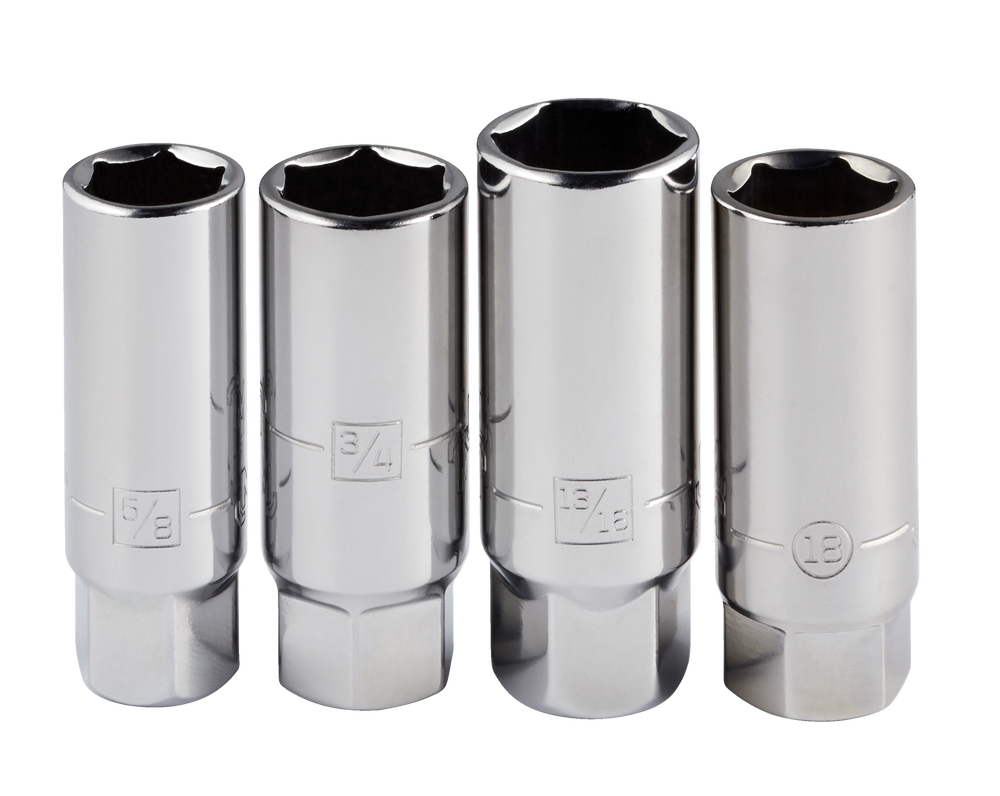 Mastercraft 3/8in Drive, Spark Plug Socket Set, 4pc CRV, Nickel