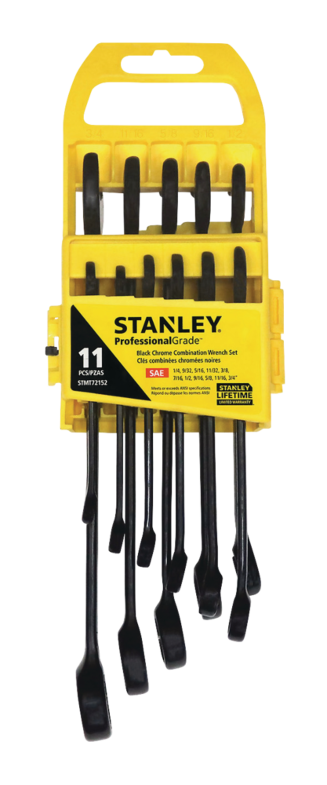 Stanley Wrench Set, 11pc, Assorted Sizes, SAE/Metric, Chrome