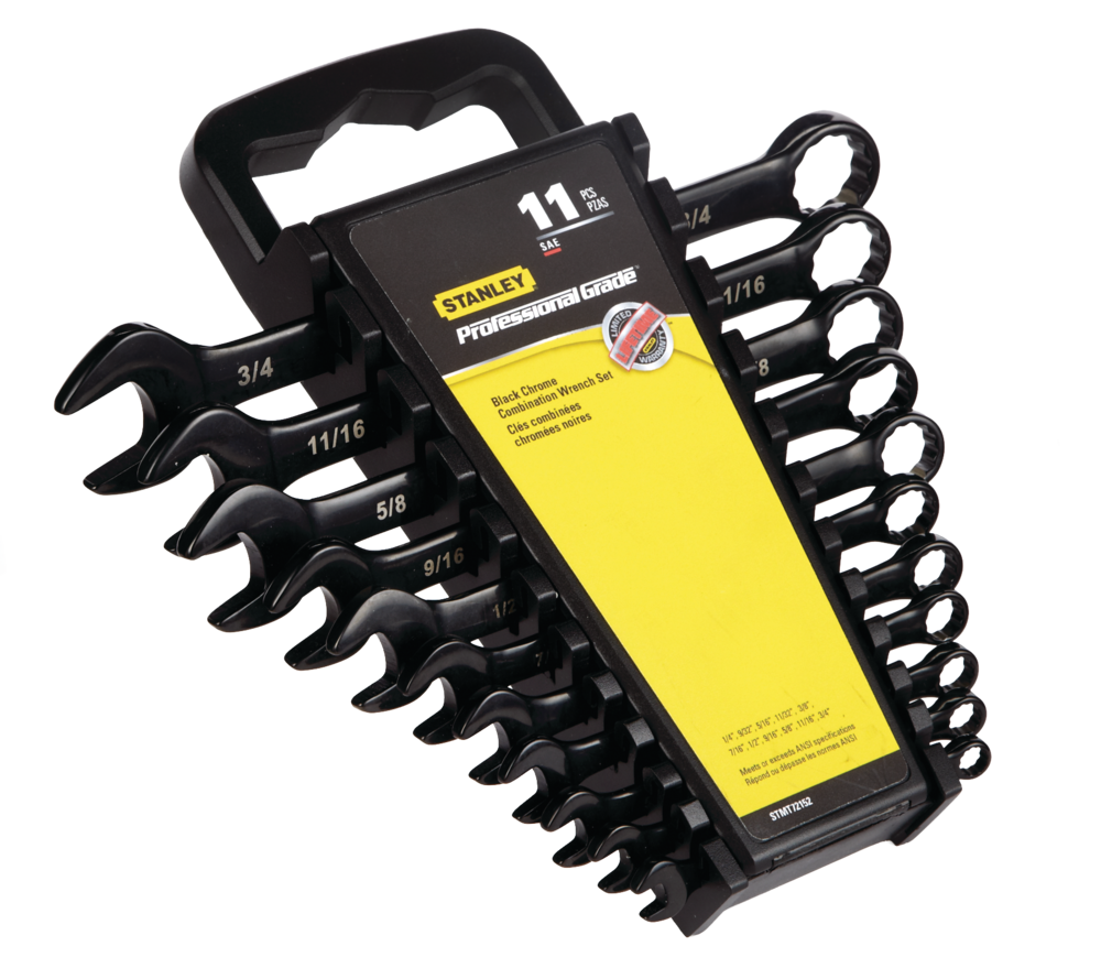 Stanley Wrench Set, 11pc, Assorted Sizes, SAE/Metric, Chrome