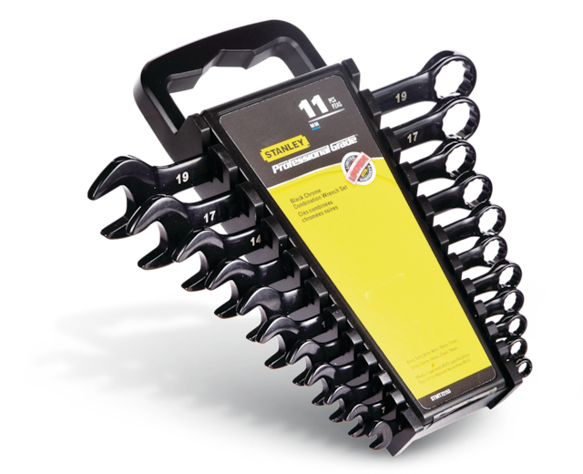 Stanley Black Chrome Wrench Set, Metric, 11pc Canadian Tire