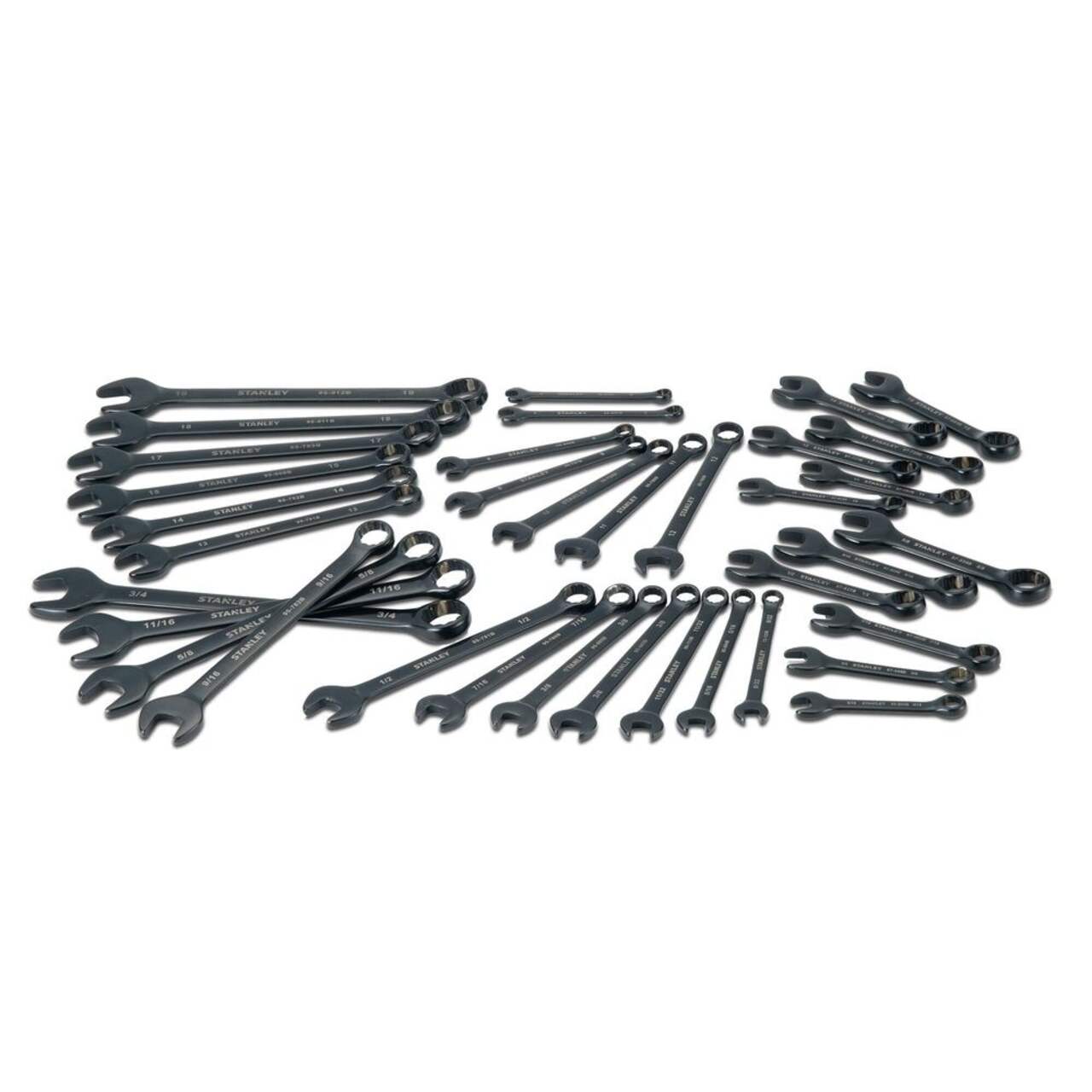 Stanley Professional Grade Black Chrome Flex Head Ratcheting Wrench Set,  SAE/Metric, 14-pc