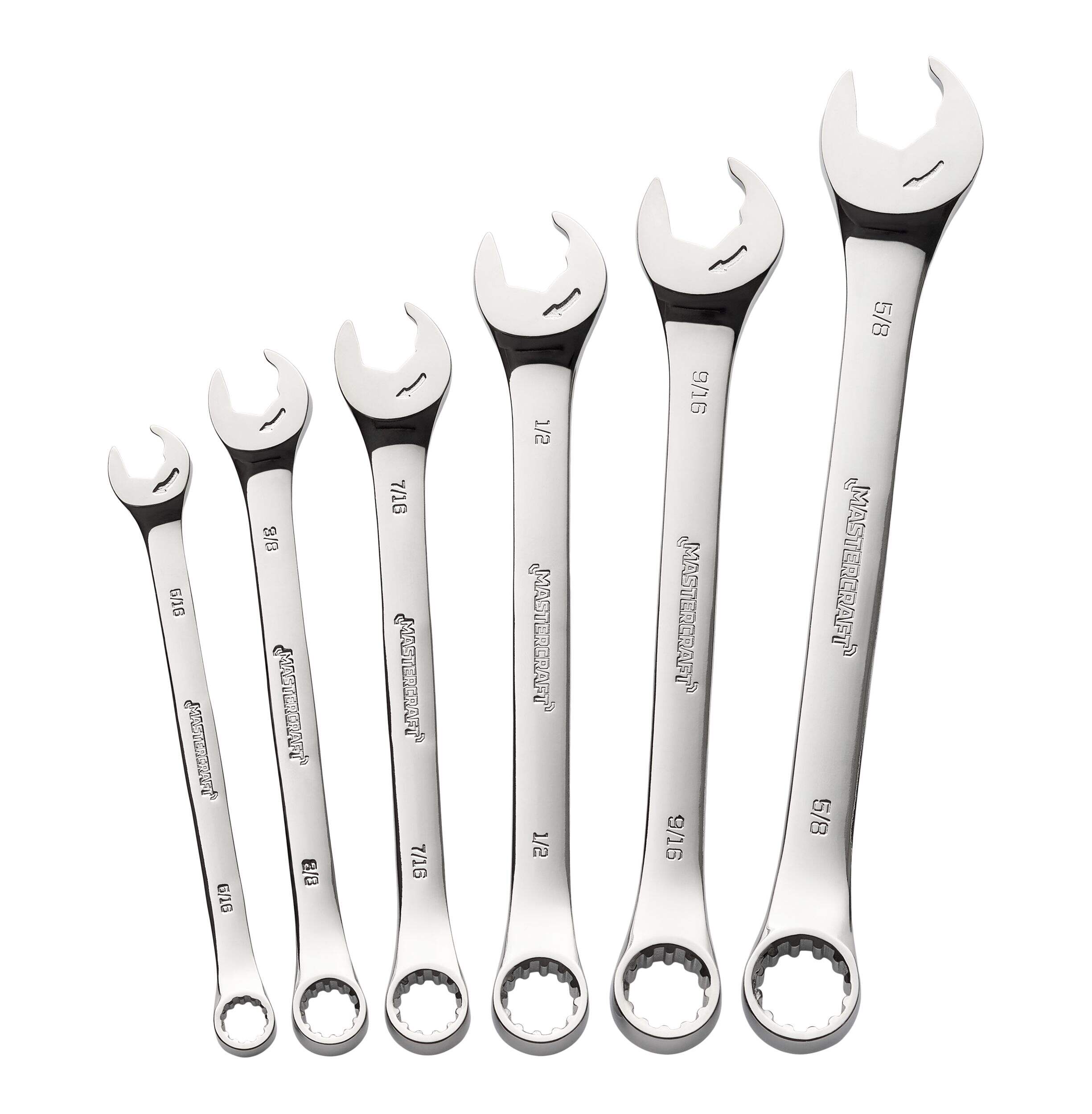Mastercraft Multi-Fit Combination  Wrench Set, SAE, 6-Piece Overhead_Flat