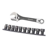 MAXIMUM 3-In-1 Passthrough Adjustable Wrench Set, 11-Piece Composite_or_Mixed