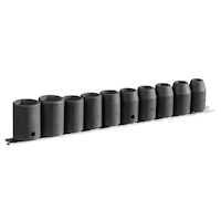 MAXIMUM Regular Impact Socket Set, 10-pc, Assorted Sizes, SAE/Metric, CRMO