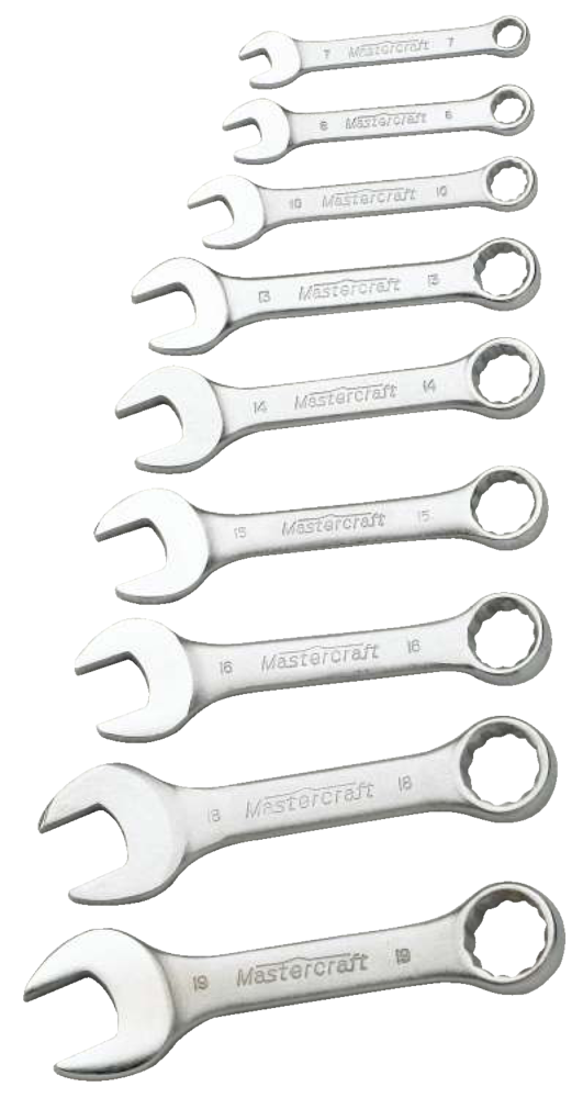Mastercraft Satin Stubby Wrench Set, Metric, 9pc Canadian Tire