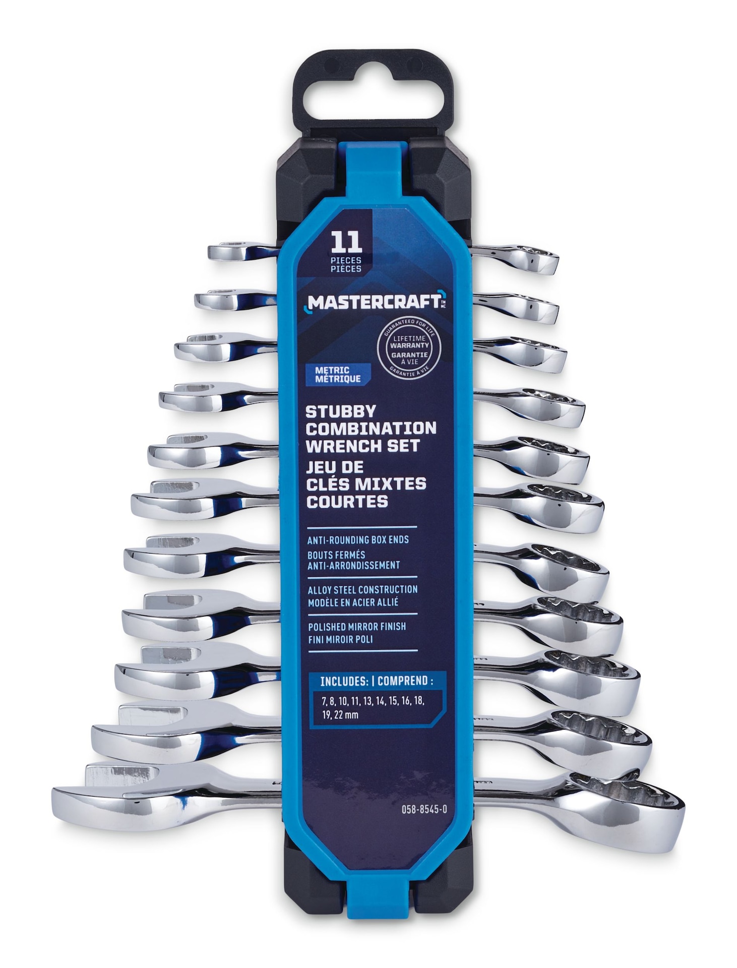 Jeu de clés mixtes Mastercraft, métriques, tailles assorties, 11 pièces