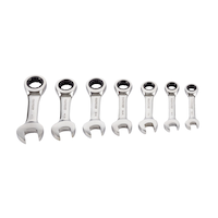 MAXIMUM Stubby Ratcheting Wrench Set, SAE, Nickel-Chrome Plating, 7-pc