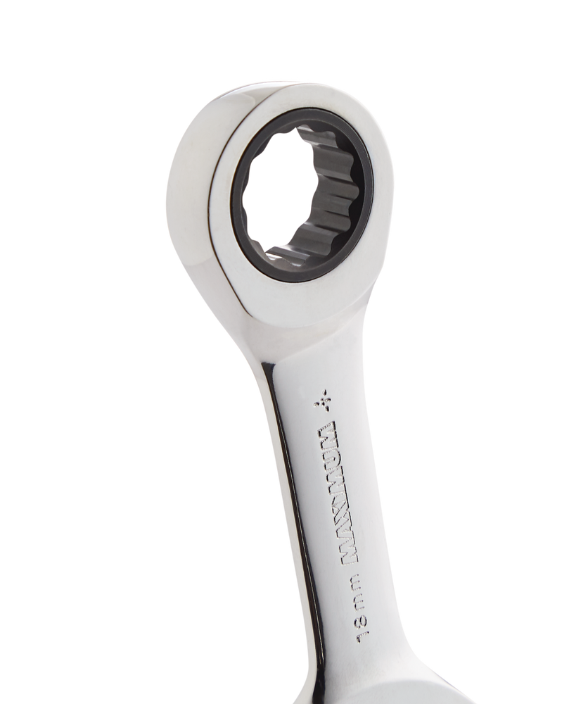 MAXIMUM Stubby Ratcheting Wrench Set, 7pc SAE, CRV, NickelChrome