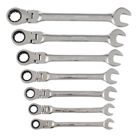 MAXIMUM Flexhead Ratcheting Wrench Set, Alloy Steel, SAE, 7-pc Overhead_Flat