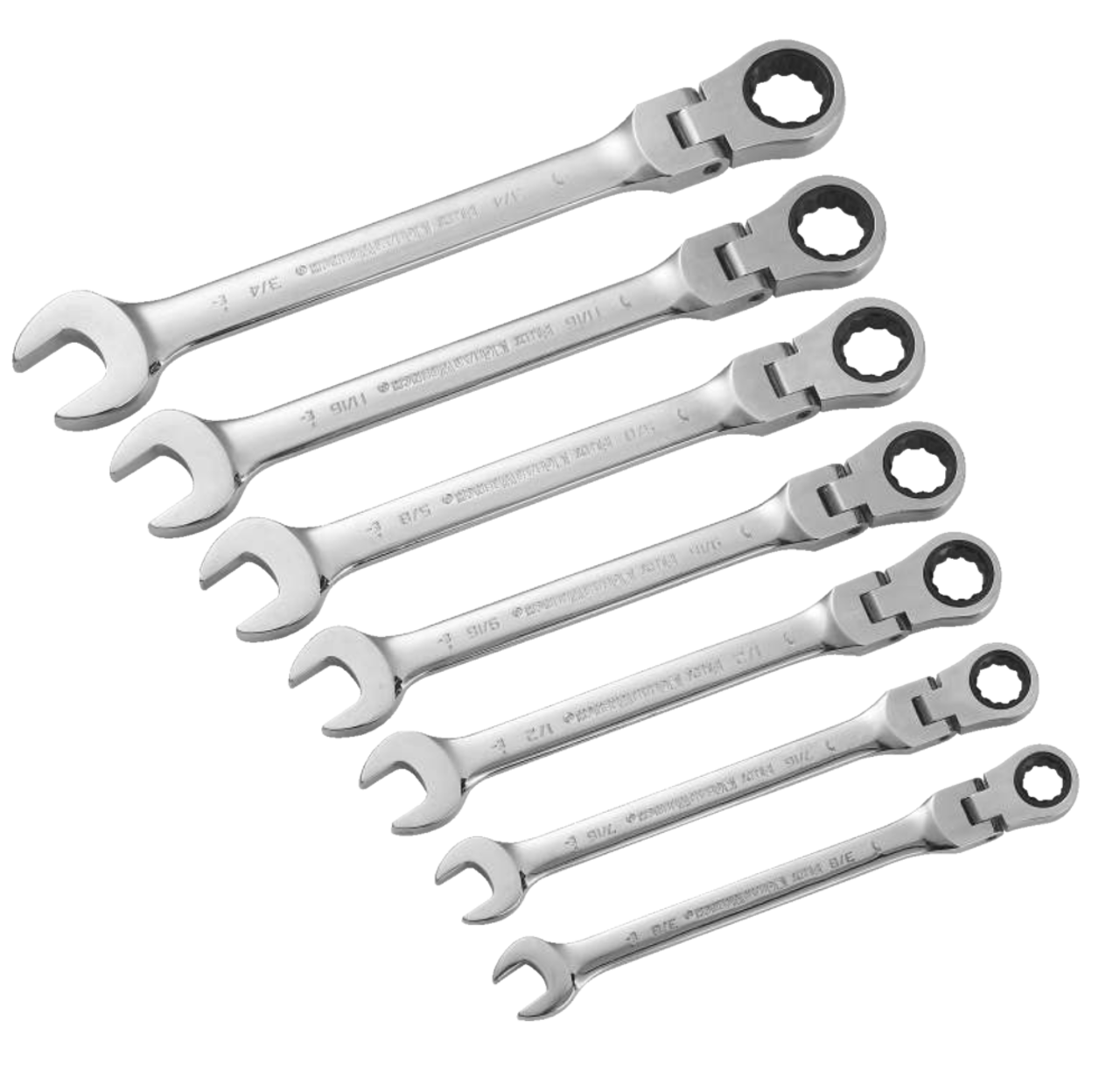 MAXIMUM Flexhead Ratcheting Wrench Set, Alloy Steel, 7-pc, SAE