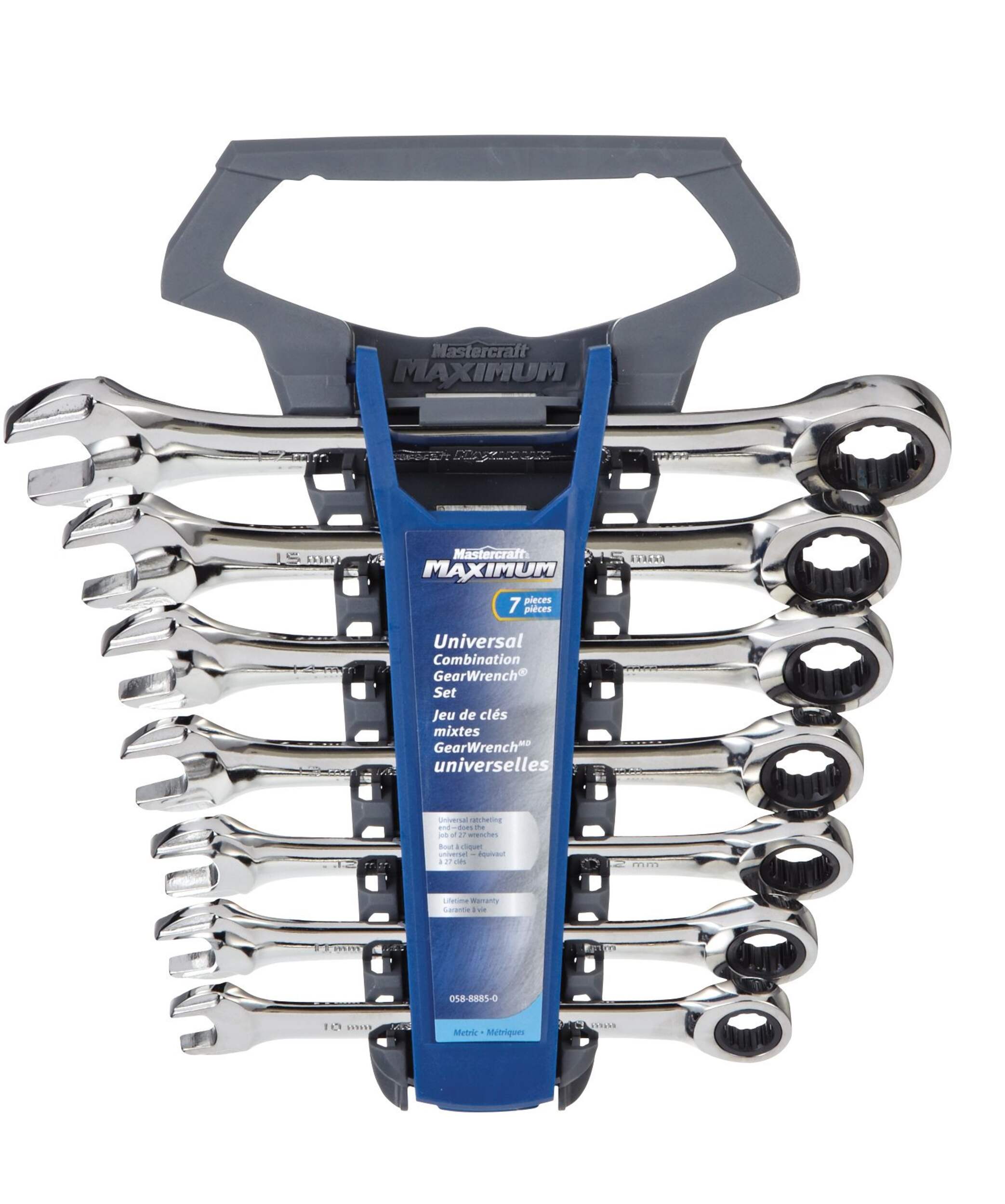 MAXIMUM Metric Universal Ratcheting Wrench Set, 7-pc Front_Flat
