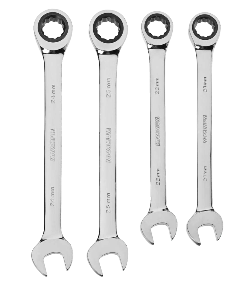 MAXIMUM Professional Grade ExtraLarge Ratcheting Wrench Set, 4pc
