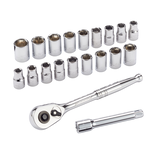 Jeu de 20 douilles Mastercraft, prise de 1/2 po, SAE/métrique, CRV, placage nickel/chrome, 20 pièces Front_Three_Fourths_Angled_Right